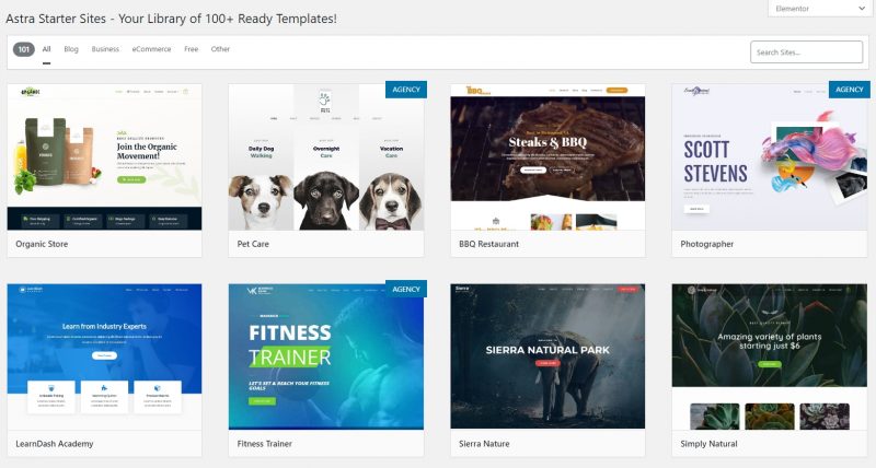 astra主题导入演示站点