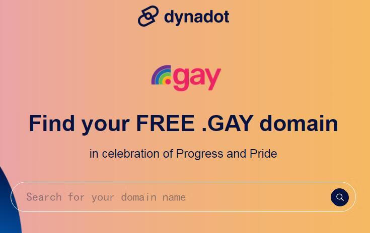 dynadot又可免费注册 .GAY域名，有效期一年